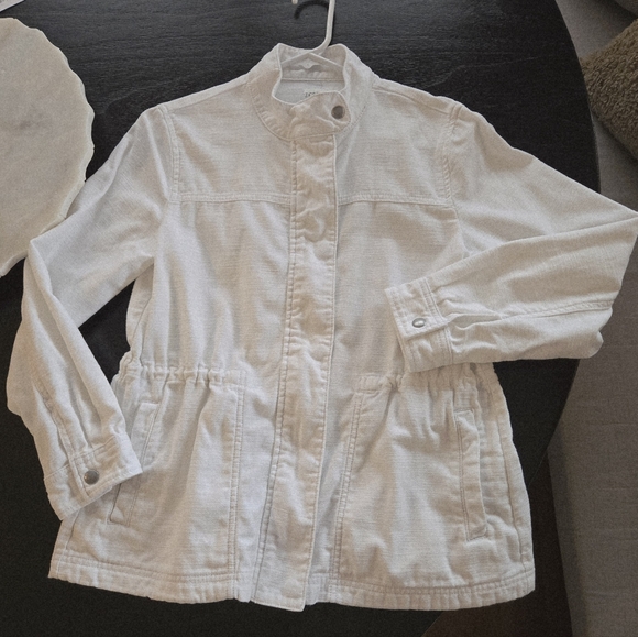 J. Crew Jackets & Blazers - J.Crew white Utility jacket Cinch Drawstring PM Coastal Preppy Spring Summer EUC